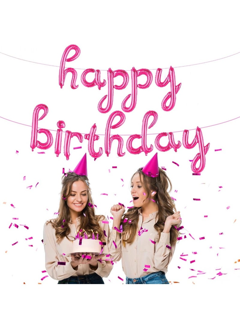 Pink Birthday Banner - 16 Inch | Hot Pink Balloons, Decorations | Happy Birthday Banner, Party Decorations - Image 4