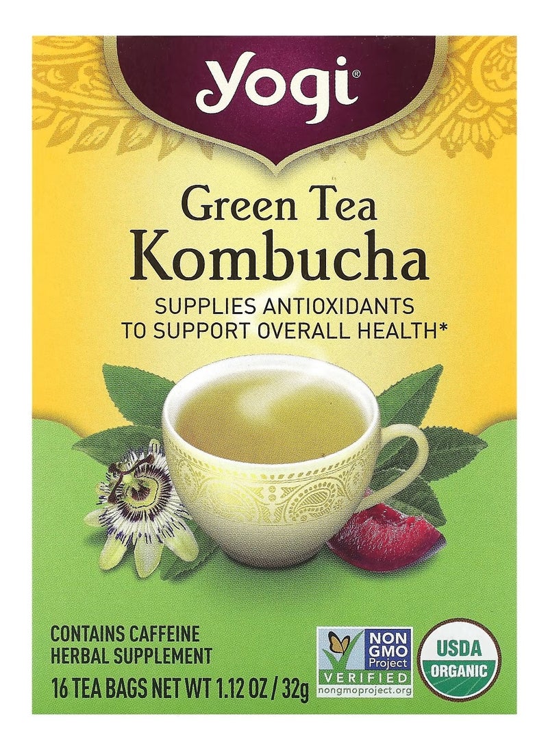 Yogi Tea - Yogi Tea, Kombucha Green Tea, 16 Tea Bags, 1.12 oz (32 g) - Image 1
