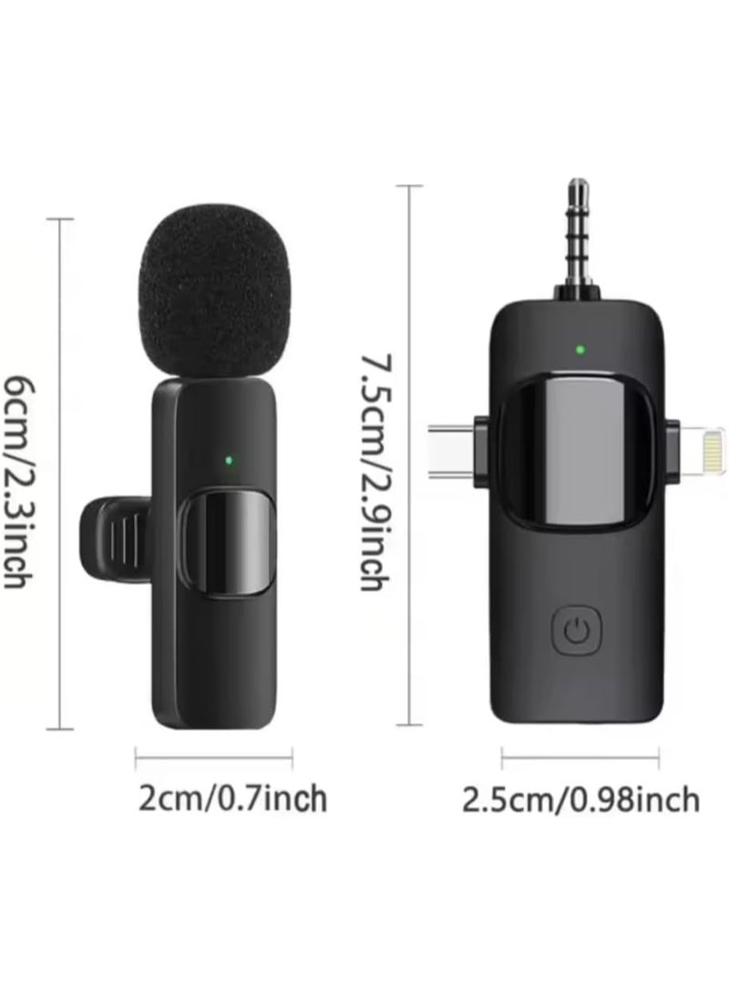 3-in-1 Wireless Lavalier Microphone for iPhone, Android, and Tablets – Ideal for Video Blogging, Podcasts, Presentations, and Live Recording – Black - Image 4