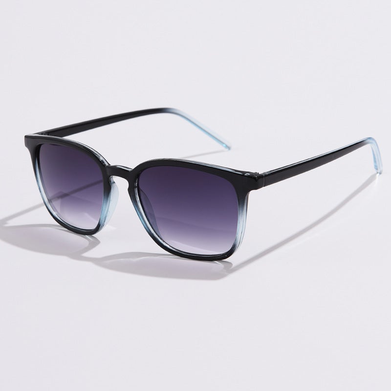 Generic Retro Square Sunglasses Unisex S21207 C06 Upper Black Lower Blue 