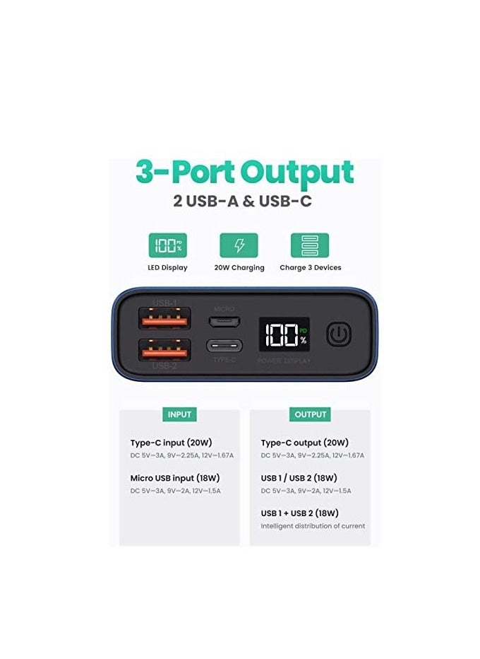 TOPK - TOPK Power Bank, 20W USB C Fast Charging 20000mAh Portable Charger, PD3.0 QC4.0 Battery Pack With Digital Display PowerBank Compatible with iPhone 13 Pro Max, Samsung, Huawei, iPad, and More - Image 1