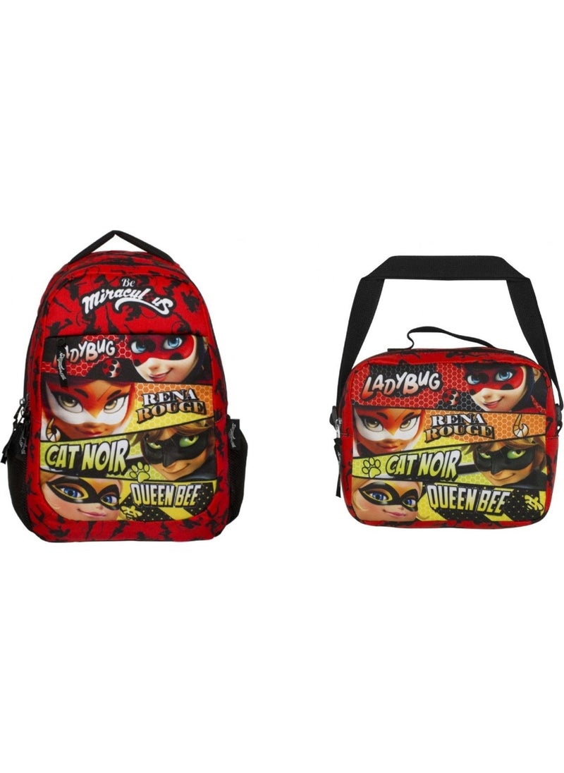Miraculous - Ladybug Three Compartment Red Girls Primary School Bag and Nutrition - Image 1