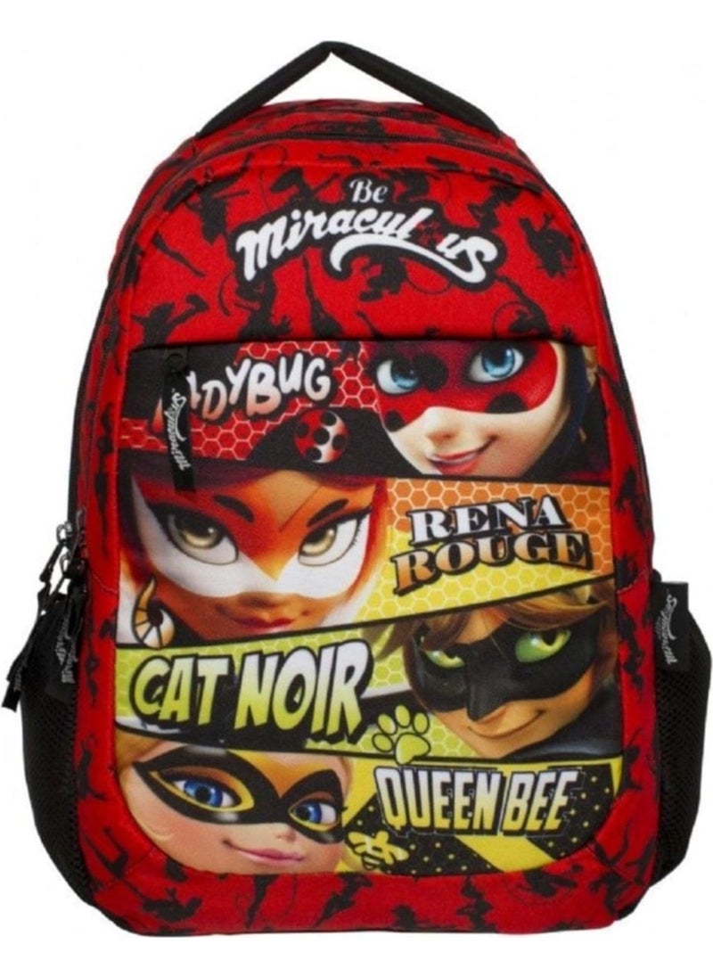 Miraculous - Ladybug Three Compartment Red Girls Primary School Bag and Nutrition - Image 1