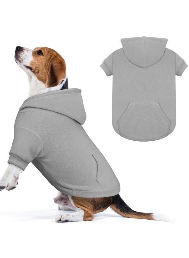 Waoduld Dog Sweaters for Large Dogs,Dog Hoodie,Warm Fleece Sweatshirt with Hood & Pocket,Leash Hole,Cozy Cold Weather Pet Clothes Sweater Hoodie for Large Dogs(Grey,L) - Image 1