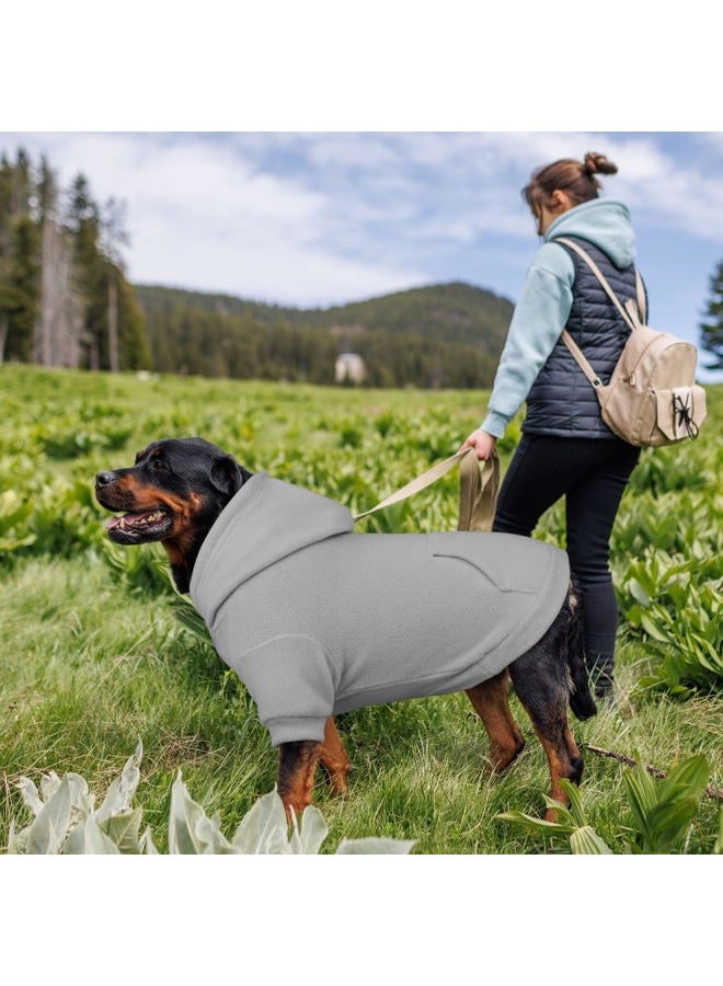 Waoduld Dog Sweaters for Large Dogs,Dog Hoodie,Warm Fleece Sweatshirt with Hood & Pocket,Leash Hole,Cozy Cold Weather Pet Clothes Sweater Hoodie for Large Dogs(Grey,L) - Image 3