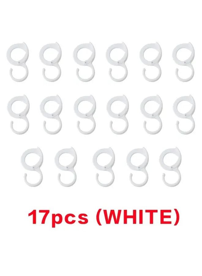 White Plastic S Hooks Adjustable No Drilling Foldable Space Saving For Closets - Image 4