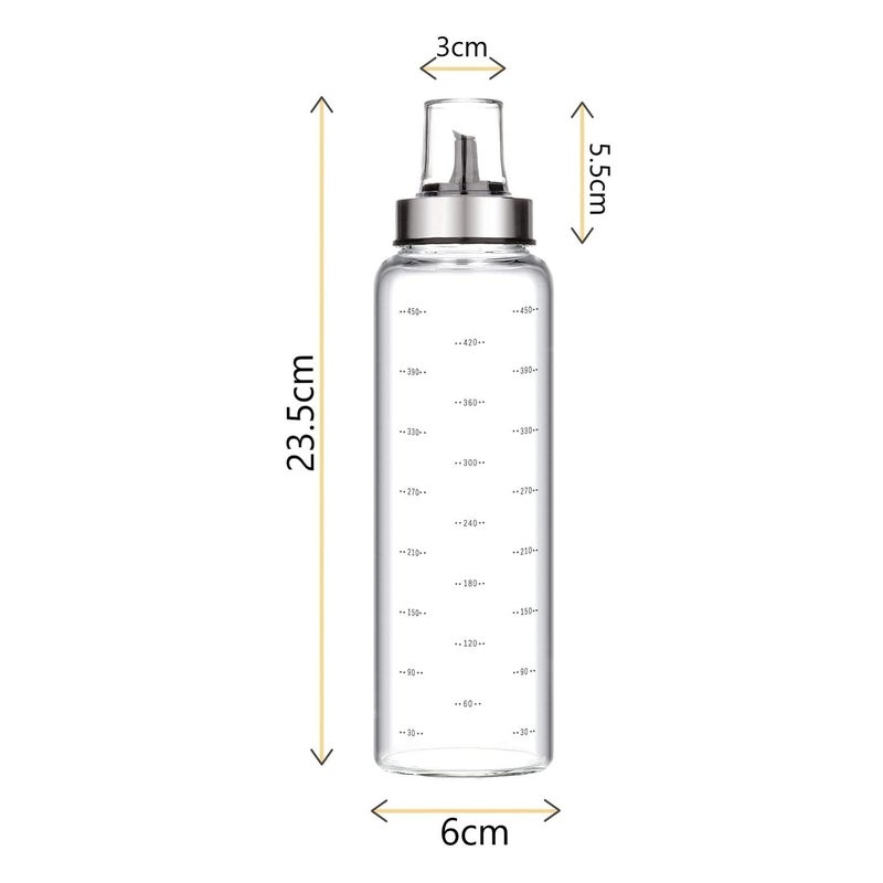 Baskety Glass Oil Dispenser Seasoning Bottle/Glass Oil Bottle Leakproof Oiler Tank Household Stainless Steel Condiment Dispenser 500ml (1) A (Pack of 1) - Image 2