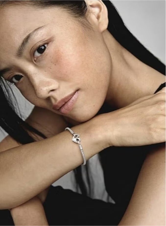 Chomel Sterling Silver Heart-Shaped Potato Chain Bracelet 20cm - Image 3