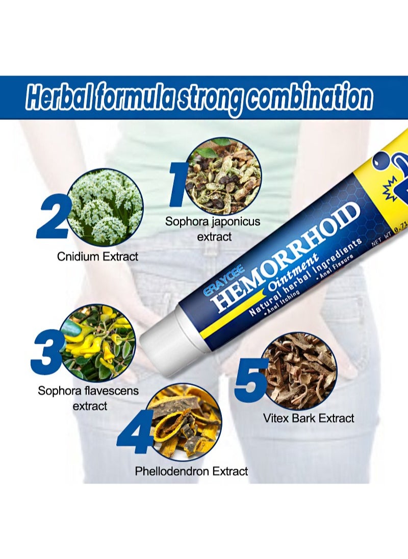 20g Hemorrhoid Ointment, Natural Herbal Ingredients, Fast Pain Relief, Swelling, Elimination Of Hemorrhoids, Powerful Multi-Symptom Pain Relief (2 Pieces)