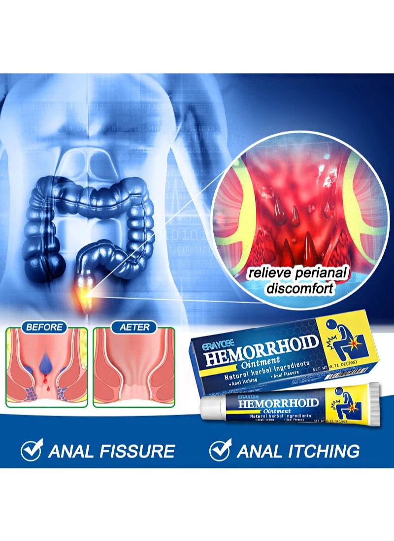20g Hemorrhoid Ointment, Natural Herbal Ingredients, Fast Pain Relief, Swelling, Elimination Of Hemorrhoids, Powerful Multi-Symptom Pain Relief (2 Pieces)