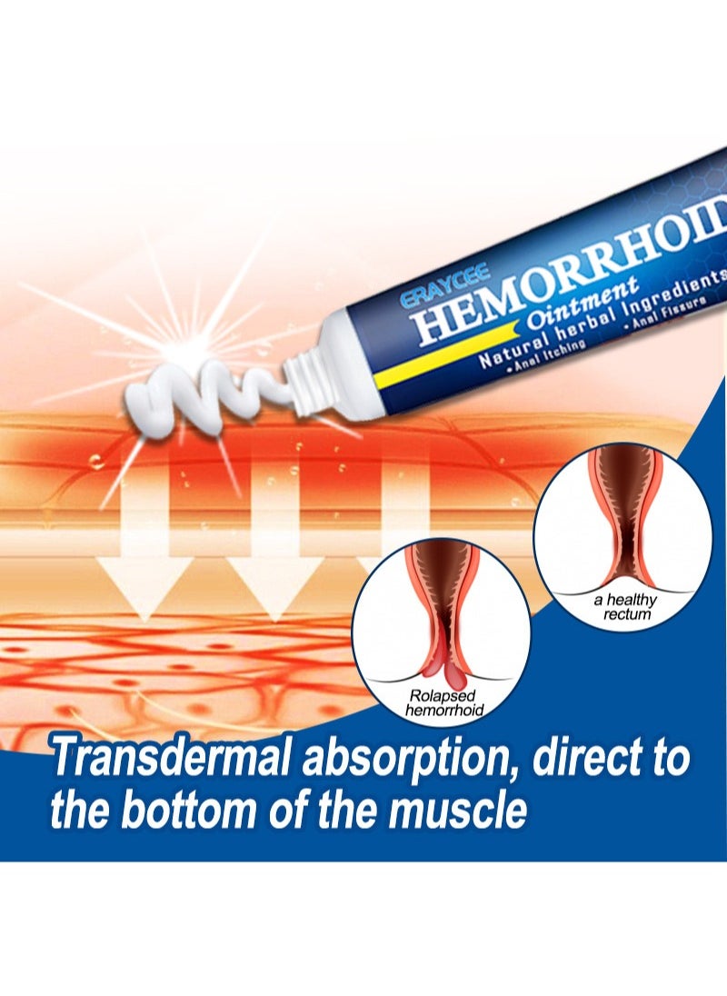 20g Hemorrhoid Ointment, Natural Herbal Ingredients, Fast Pain Relief, Swelling, Elimination Of Hemorrhoids, Powerful Multi-Symptom Pain Relief (2 Pieces)