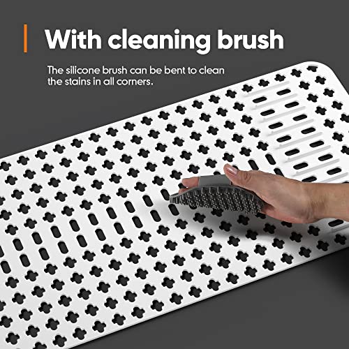 Moryimi Large White Silicone Sink Mat and Protector With Cutout Drain Holes for Kitchen Farmhouse Stainless Steel Ceramic Sinks 25"x13" - Image 4