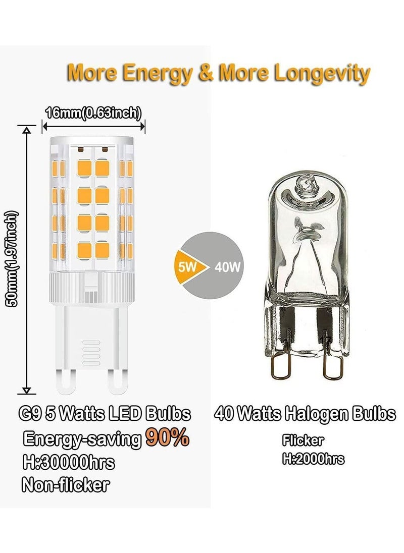 Y&D - G9 LED Bulb Dual Pin Base 5W, 6000K Replacement 40W Halogen Bulb, White Pendant Flicker Free, Home Lighting Non Dimmable, (5 Pack) - Image 1