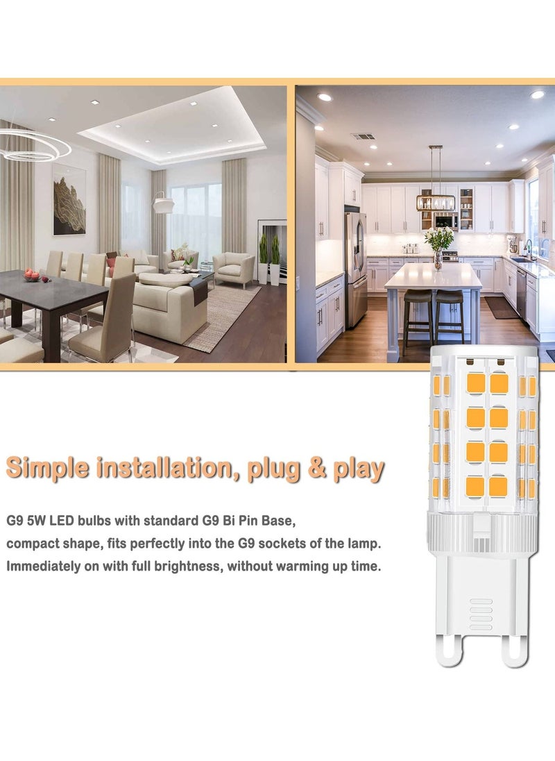 Y&D - G9 LED Bulb Dual Pin Base 5W, 6000K Replacement 40W Halogen Bulb, White Pendant Flicker Free, Home Lighting Non Dimmable, (5 Pack) - Image 1