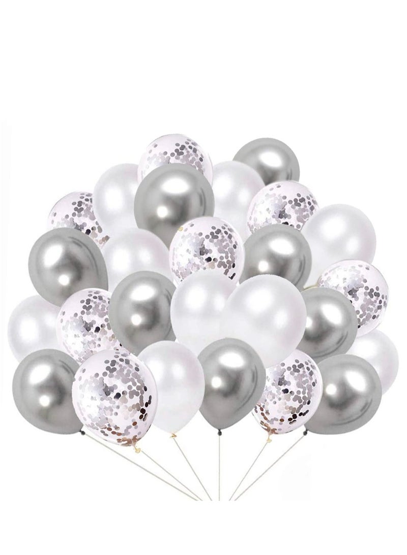 36pcs Silver Latex Balloon Set for Wedding Birthday Anniversary Party Decoration - Image 1
