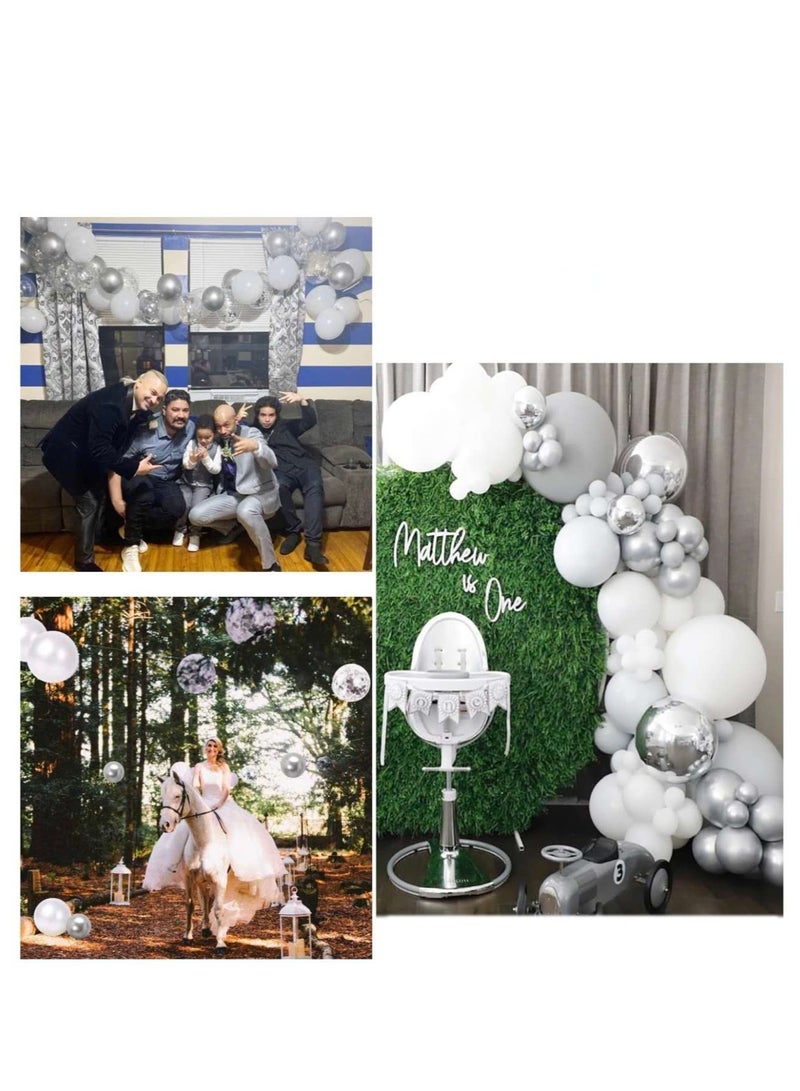 36pcs Silver Latex Balloon Set for Wedding Birthday Anniversary Party Decoration - Image 3