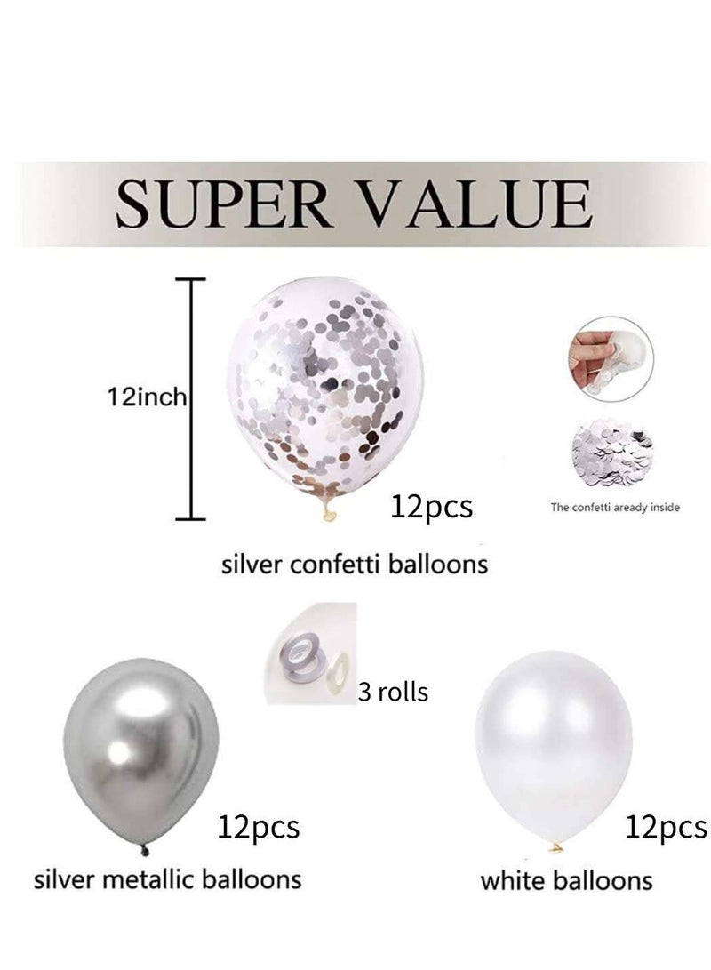 36pcs Silver Latex Balloon Set for Wedding Birthday Anniversary Party Decoration - Image 5
