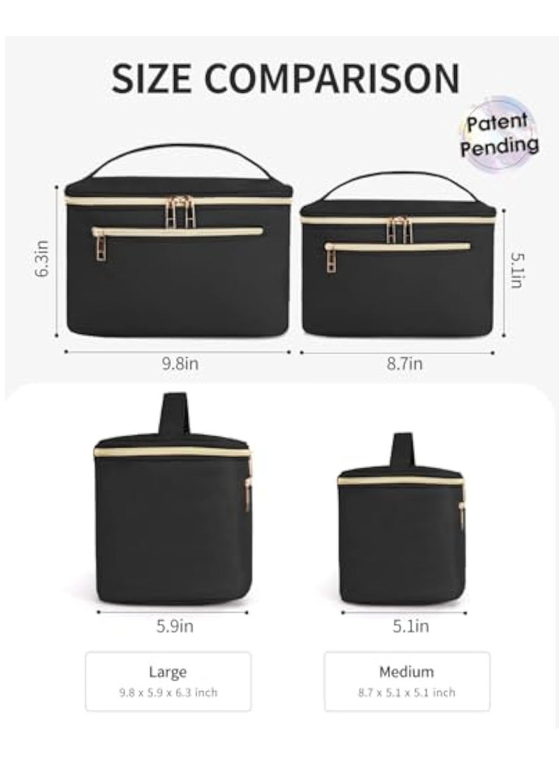 Captaintech Wandering Nature Makeup Bag, Travel Make Up Organizer Cosmetic Brush Bags Case for Women in Vegan Leather, Black, Patent Pending - Image 5