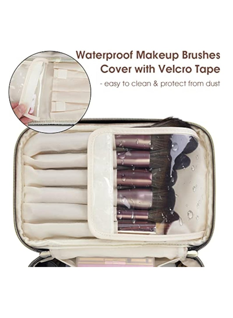 Captaintech Wandering Nature Makeup Bag, Travel Make Up Organizer Cosmetic Brush Bags Case for Women in Vegan Leather, Black, Patent Pending - Image 2