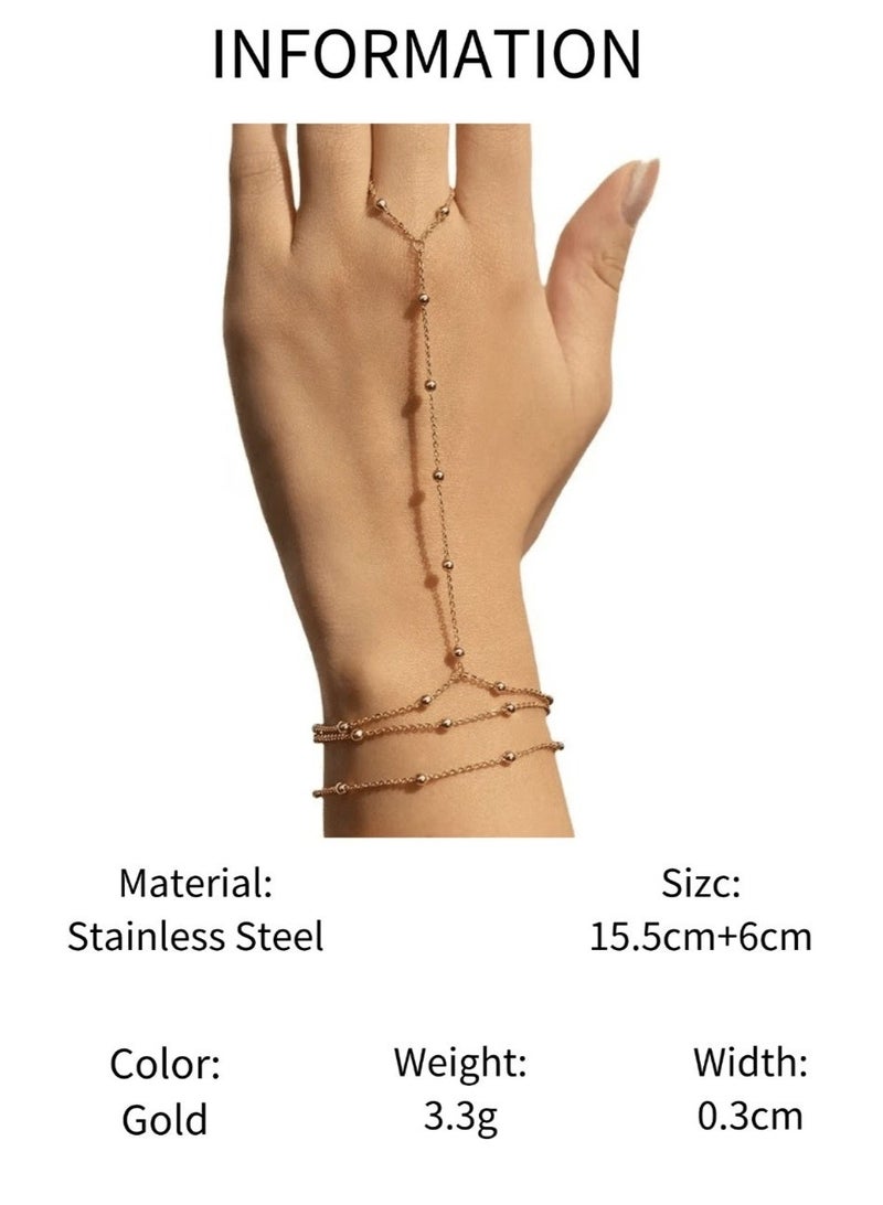 veya ELEGANT WOMEN’S FINGER BRACELET WITH LINK DESIGN & RICE PEARL BEADS – 1 PC - Image 2