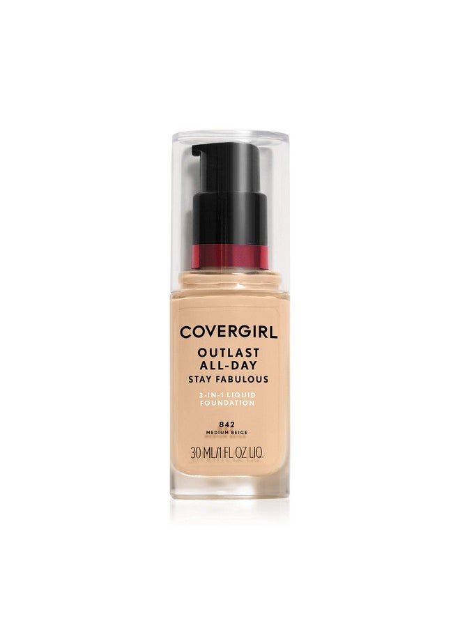 CoverGirl - كريم أساس Outlast Allday Stay Fabulous 3In1 متوسط اللون بيج 1 أونصة سائلة - Image 1
