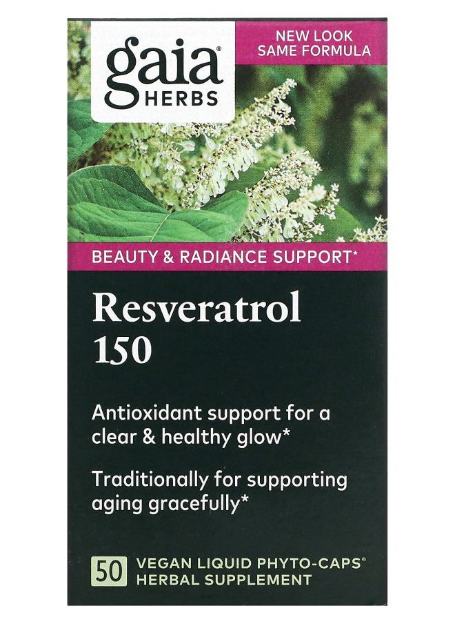 Gaia Herbs Resveratrol 150 50 Vegan Liquid Phyto-Caps 