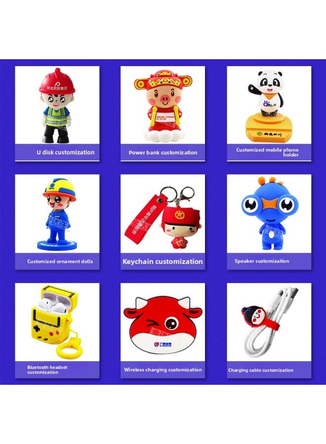 Cartoon Mobile Phone U Disk Custom PVC Soft Three-dimensional Doll Pendant Cute Mascot Creative Personality Gift Mold Opening-Color:Free Design Day Plotting-Capacity:1GB  - Image 3