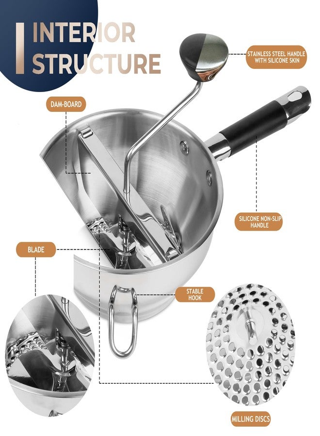Gemfino Stainless Steel Food Mills With 3 Milling Discs,Ergonomic design Of Rotary Food Mills For Tomato Sauce,Potatoes,Jams with Silicone Handle Dishwasher Safe, Multifunctional Spoon,Orange - Image 3