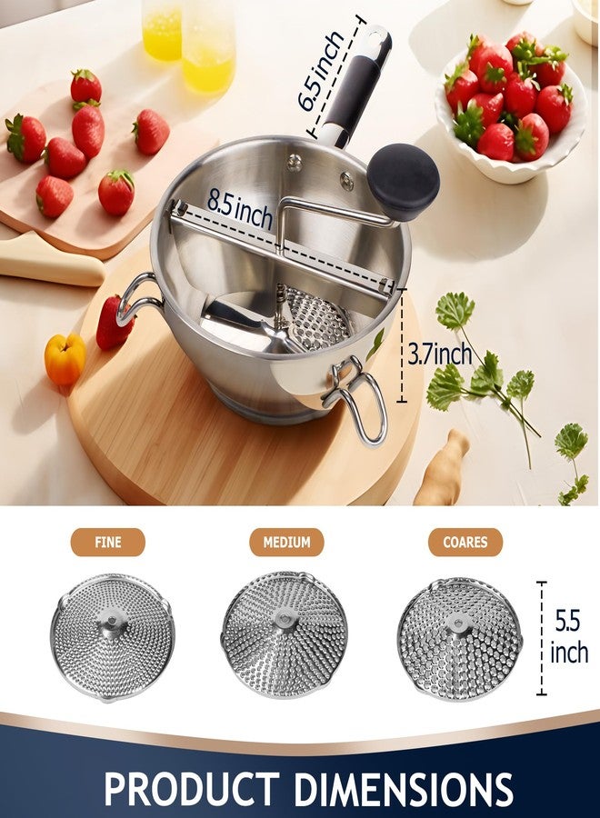 Gemfino Stainless Steel Food Mills With 3 Milling Discs,Ergonomic design Of Rotary Food Mills For Tomato Sauce,Potatoes,Jams with Silicone Handle Dishwasher Safe, Multifunctional Spoon,Orange - Image 2