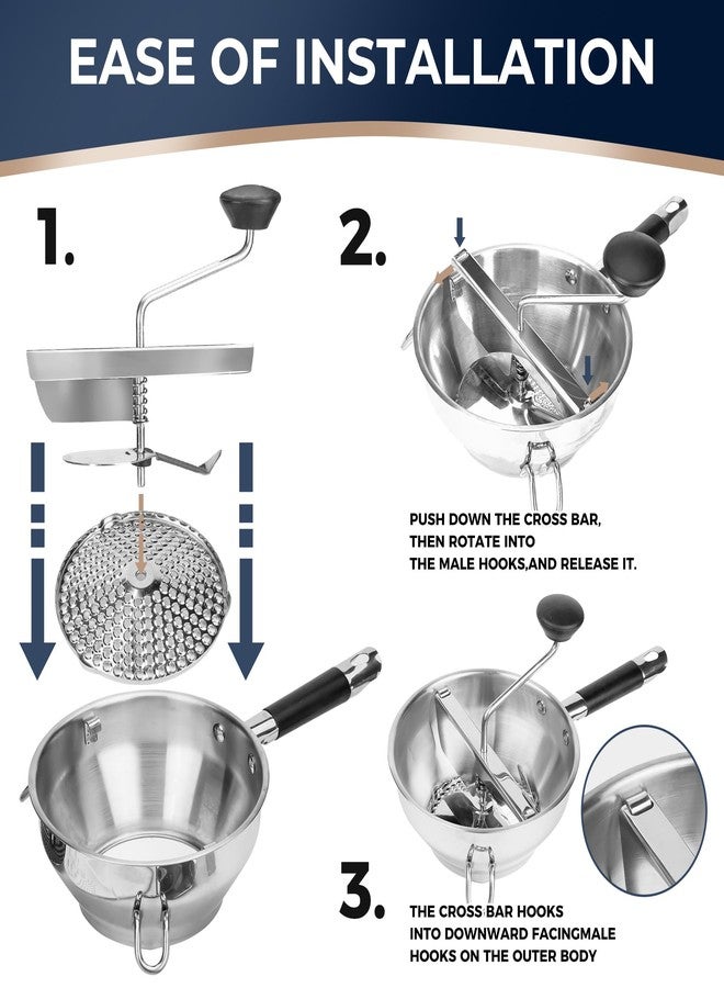 Gemfino Stainless Steel Food Mills With 3 Milling Discs,Ergonomic design Of Rotary Food Mills For Tomato Sauce,Potatoes,Jams with Silicone Handle Dishwasher Safe, Multifunctional Spoon,Orange - Image 5