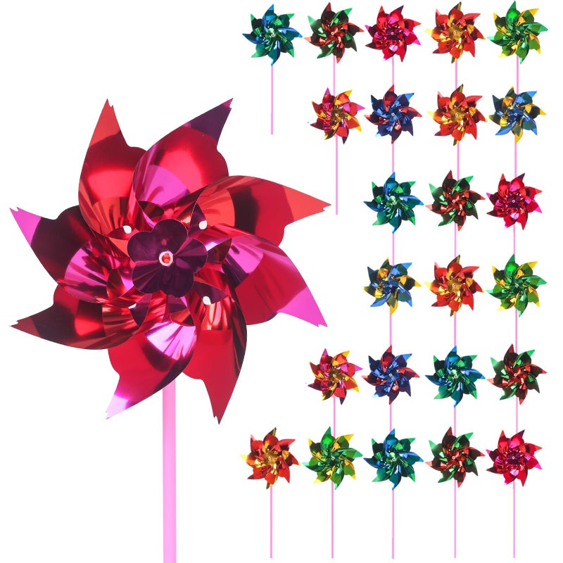 Johouse JOHOUSE 100PCS Plastic Rainbow Pinwheels for Kids Decorative Pinwheels for Yard and Garden Patio Decor DIY Crafts 