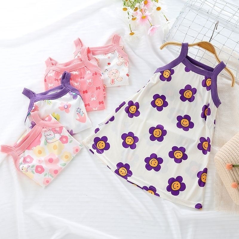 Girls Nightgown Ice Silk Summer Princess Dress Kidsren Ice Silk Thin Pajamas Baby Girl Suspender Skirt Home Clothes - Image 5