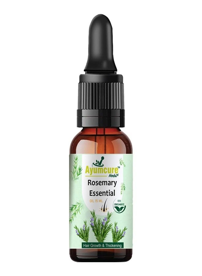 Ayumcure Rosemary Essential Oil for Hair Growth, Hair Fall Control and Nourishment, Skin Care | Clinically Tested & Ecocert Certified Organic 100% Pure, Natural, Undiluted | 15ml - Image 1