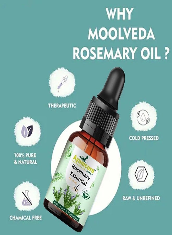 Ayumcure Rosemary Essential Oil for Hair Growth, Hair Fall Control and Nourishment, Skin Care | Clinically Tested & Ecocert Certified Organic 100% Pure, Natural, Undiluted | 15ml - Image 5