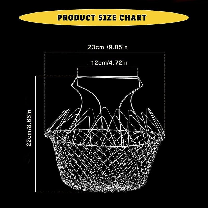 EXPORTTANZA Foldable Steam Rinse Deep Frying Basket Stainless Steel Fry French Basket Strainer Net Fried Filter Drainage Rack for Fried Food or Fruits Multifunctional Kitchen Cooking Tool - Image 3