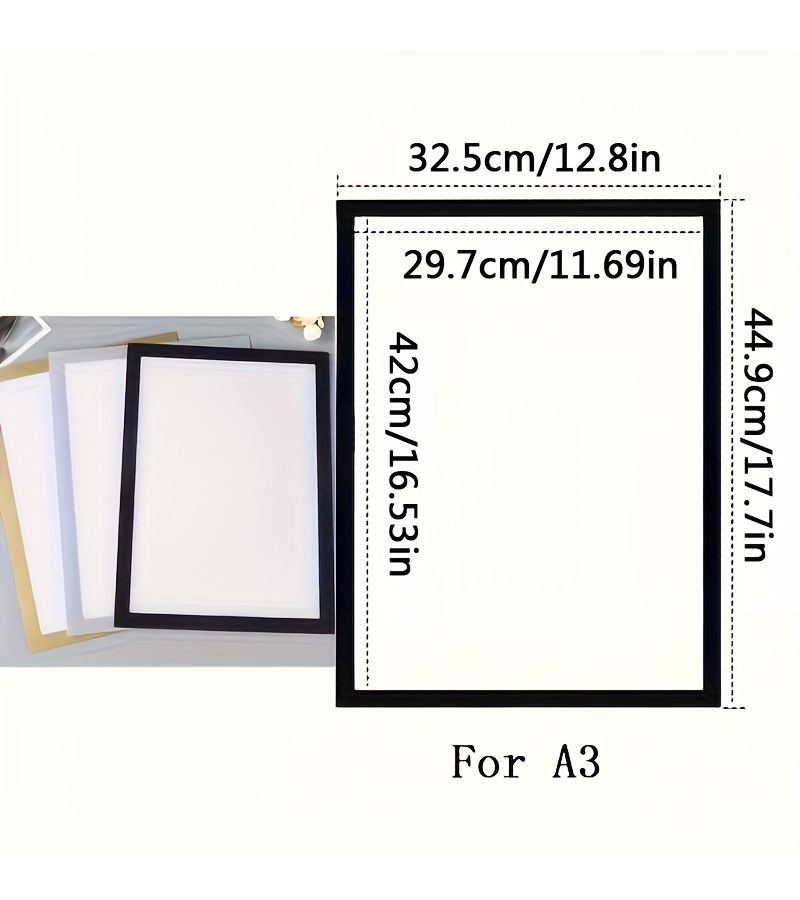 11 Pcs Black A3 Modern Waterproof Magnetic Diamond Painting Frame Picture Display Convenient Change Billboard Home Office Decoration Elevator Advertising Cardboard - Image 3