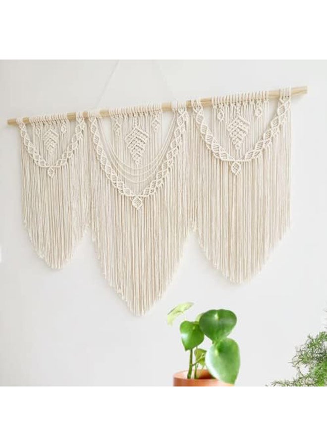 انتيكيانو مكرمية جدارية كبيرة للتعليق على الحائط، ديكور عصري بوهيمي 109x81 سم - Image 2