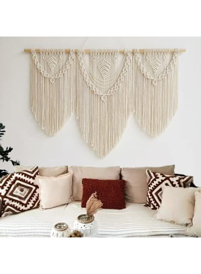 انتيكيانو مكرمية جدارية كبيرة للتعليق على الحائط، ديكور عصري بوهيمي 109x81 سم - Image 3