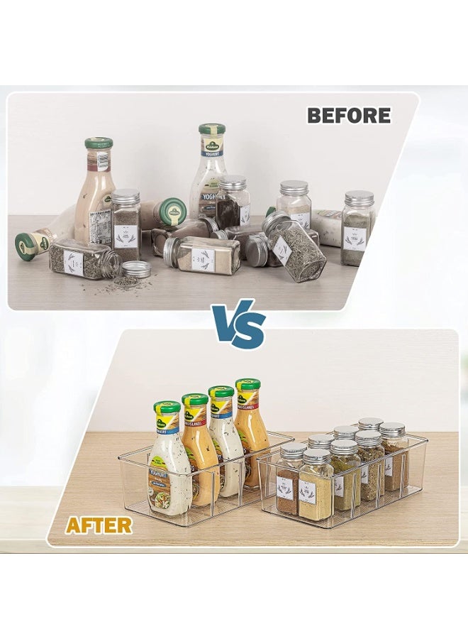 4 Pack Food Storage Organizer Bins, Clear Plastic Storage Bins for Pantry, Kitchen, Fridge, Cabinet Organization and Storage, 3 Compartment Holder for Packets, Snacks, Spice Packets - Image 4