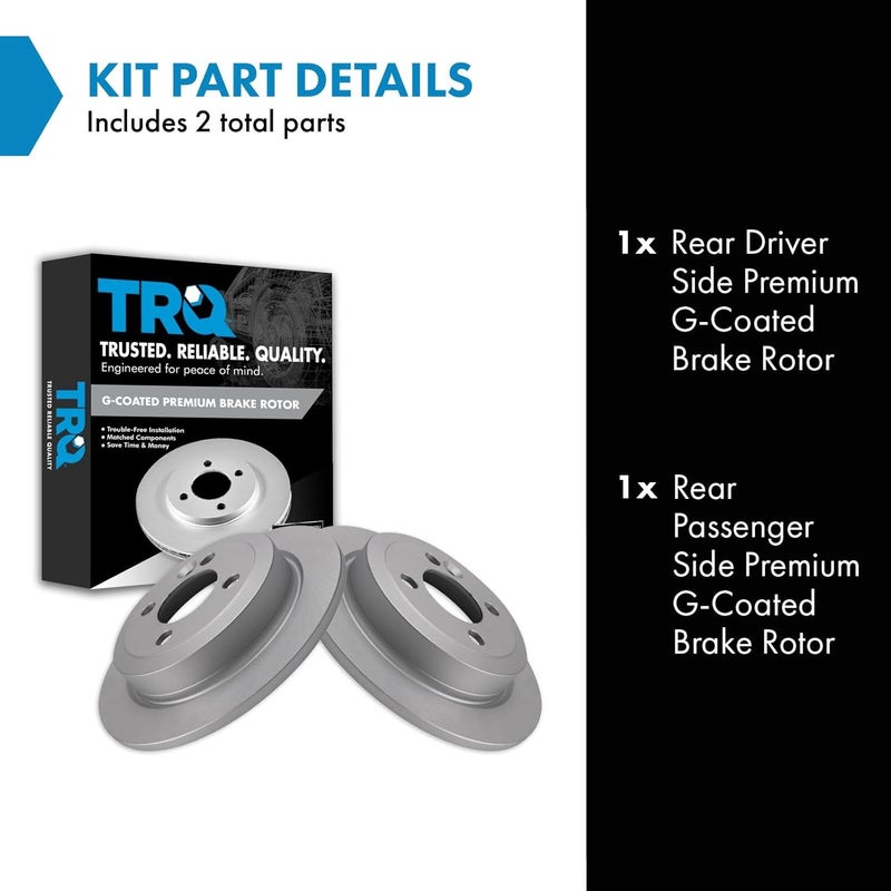 TRQ Rear Brake Rotors Set Solid Premium G-Coated Compatible with 2006-2015 Mini Cooper - Image 2