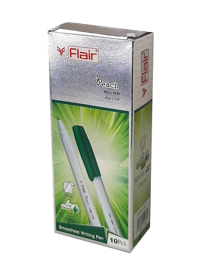 Flair قلم حبر جاف بيتش 1.0 مم، مجموعة من 10 قطع، أخضر - Image 1