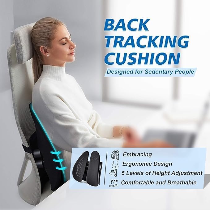 KEYOZA Lumbar Support Pillow Back Support Pillow Ergonomic Back Chair Pillow Desk Chair Back Cushion for Office Chair Low Back Pain Relief Black - Image 4