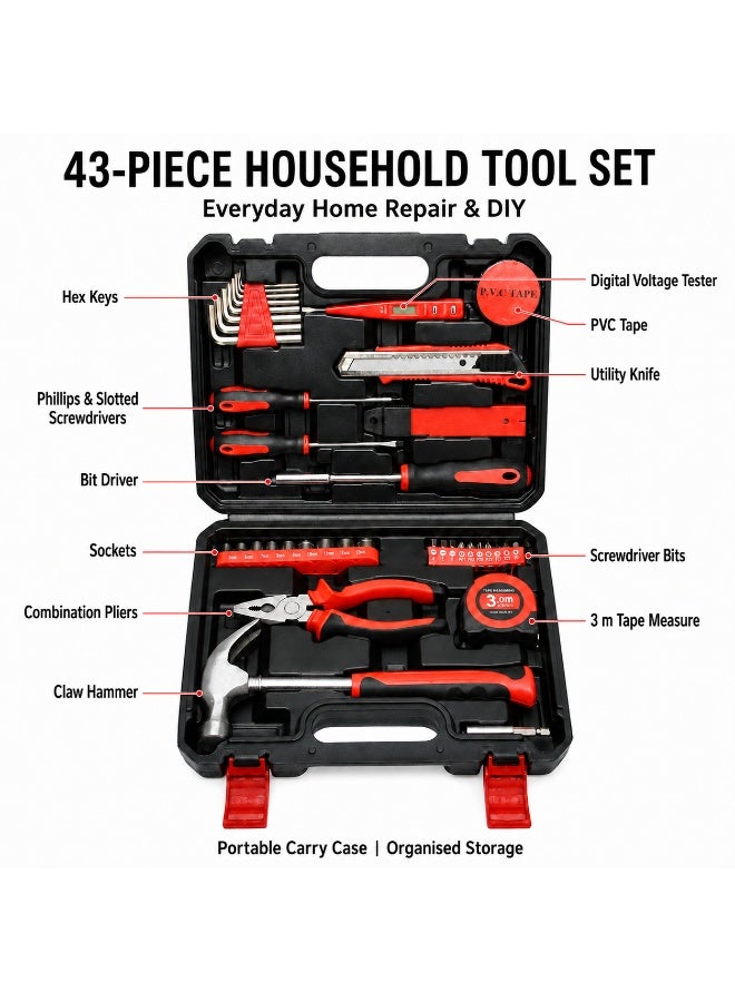 HIGARDIN 43-Piece Household Hand Tool Set for Daily Home Repair - Image 2