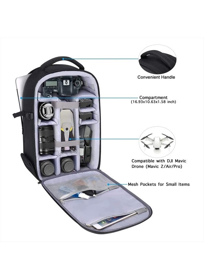 Mosiso Camera Backpack, DSLR/SLR/Mirrorless Photography Camera Bag 15-16 inch Waterproof Hardshell Case with Tripod Holder&Laptop Compartment Compatible with Canon/Nikon/Sony, Black - Image 2