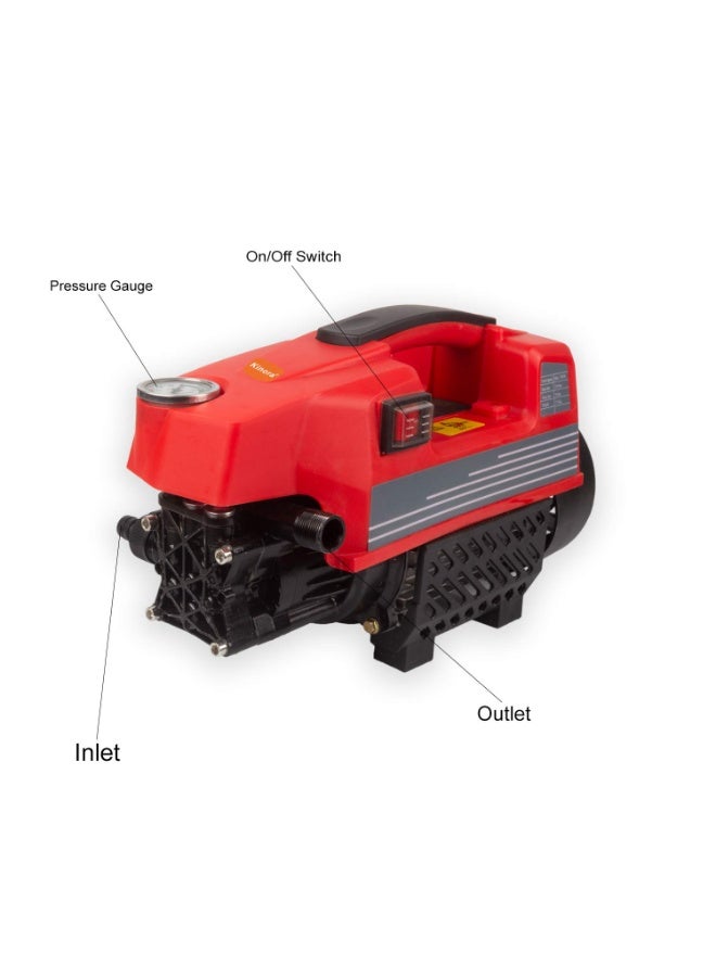 BlueFire High Pressure Washer 1800W Copper Winding Motor | Self-Suction Car Washer with Induction Motor | 9~12 Bar Silent Operation | Portable Jet Cleaner for Cars, Bikes, Home & Garden | Multi-Nozzle Quick Connect System | Low Noise & Maintenance-Free Power Cleaning Machine - Image 2