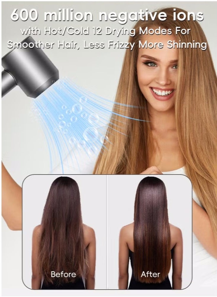 DOSCHER - 1600W Supersonic Hair Dryer Professonal Ionic Blow dryers Thermo-Control Hairdryer Fast Drying Low Noise 1600W - Image 1