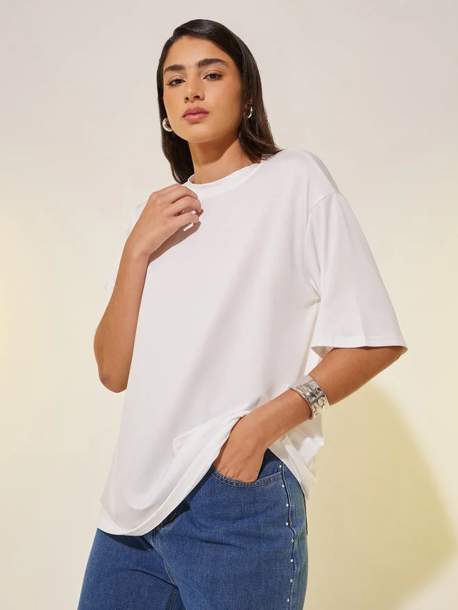 Take Two Round Neck Slogan Print T-Shirt