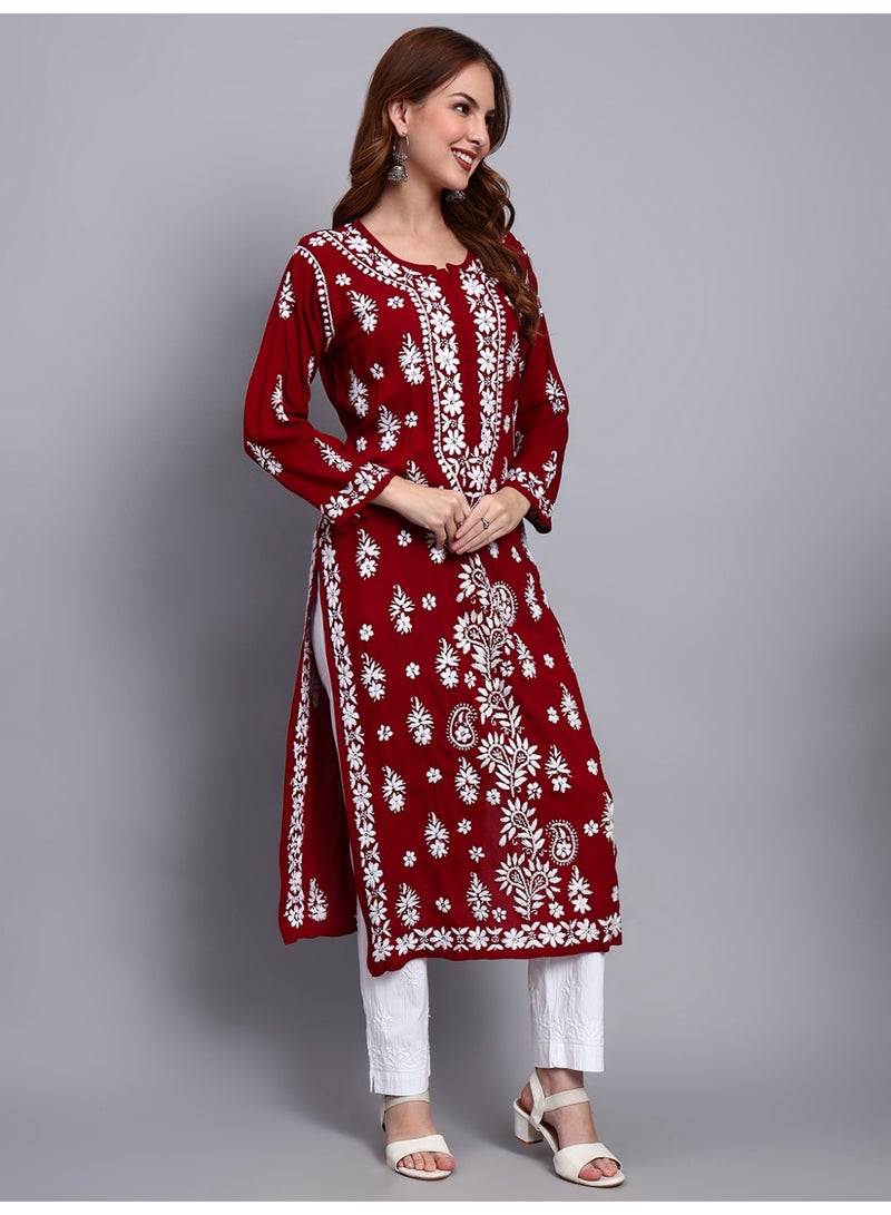 الايا كورتا مودال مطرزة يدويًا للنساء من شيكانكاري -AL4042 - Image 4