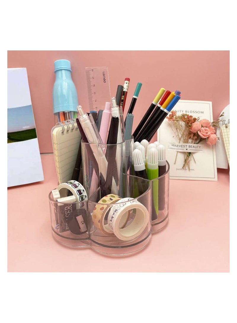 Excefore Rotating Makeup Organizer, 360 Clear Cosmetic Storage Holder Tray with 6 Compartment Makeup Brush Lip Gloss Organizer Case Bathroom Cabinet Vanity Desktop Organizer Clear  - Image 3