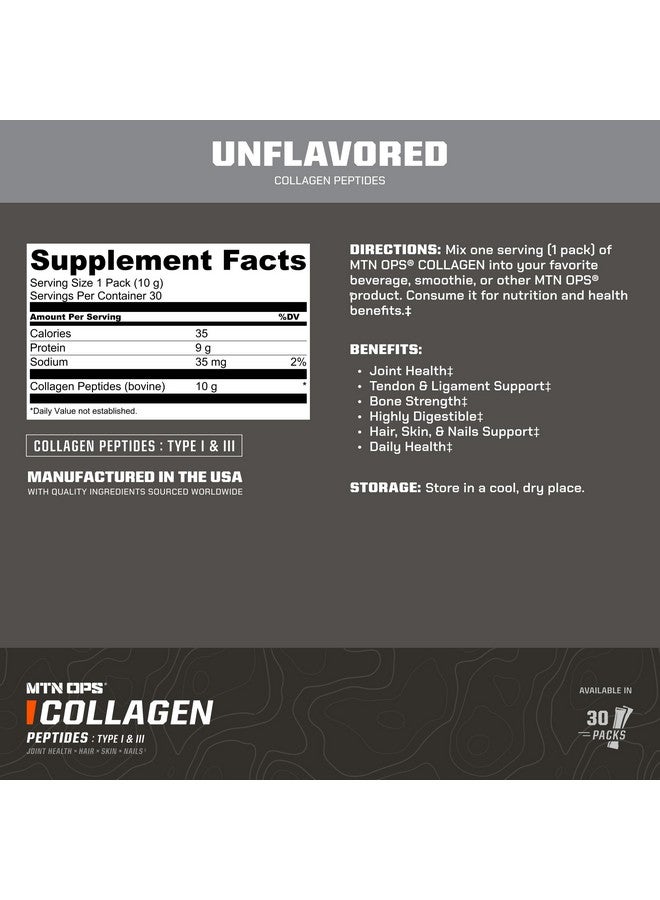 MTN OPS MTN OPS Collagen Protein Powder On-The-Go Packs, 30 Packs per Bag of Unflavored, Highly Digestible Protein with 9g of Protein per Serving  - Image 2